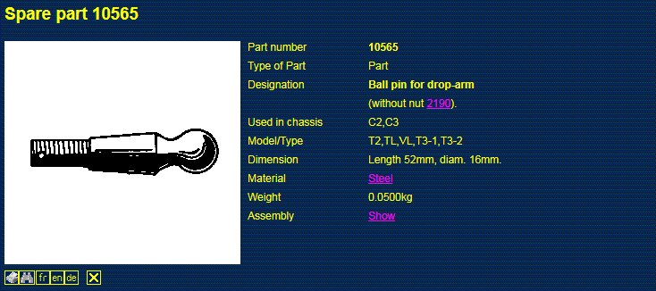 Display of the spare part description